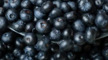 Taze taze sulu yaban mersinleri bir tabaktan dökülüyor, makro yavaş çekim.