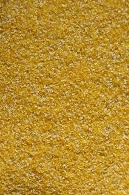 Çiğ Sarı Mısır Gevreği Yakın çekim dokusu.