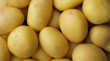 Taze soyulmamış patatesler yakın plan..
