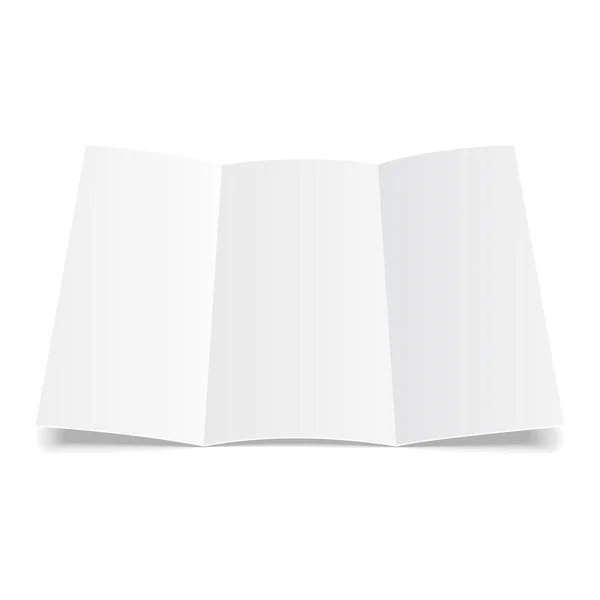 Blank Trifold Paper Leaflet Flyer Broadsheet Flier Follicle Leaf Shadows — стоковый вектор