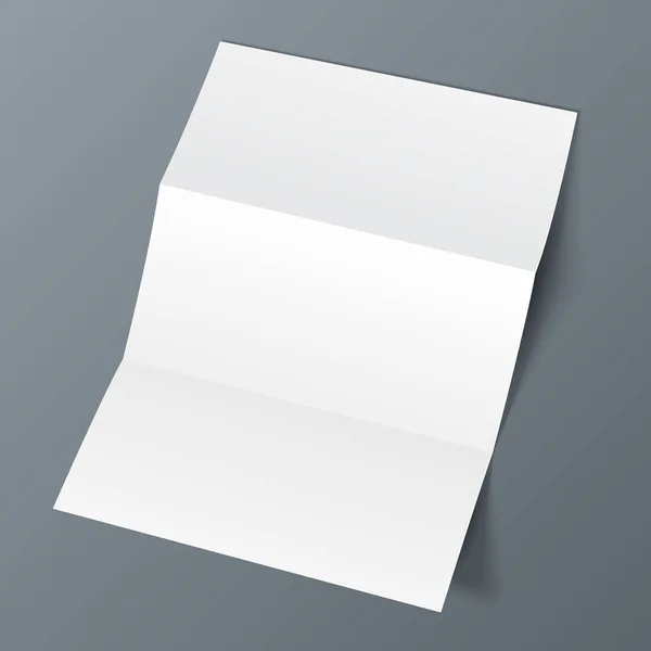 Blank Trifold Paper Leaflet Flyer Broadsheet Flier Follicle Leaf Shadows — Stock Vector
