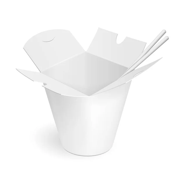 アジア 韓国の段ボール食品浴槽ボックス うどん ライス キムチ ガラス麺 白い背景で隔離の図 あなたのデザインのテンプレートの準備ができてのモックを作成します ベクトル — ストックベクタ