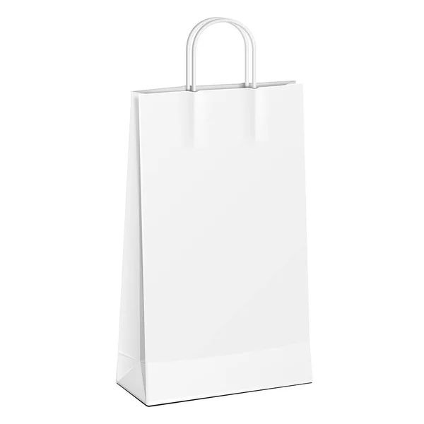 Papiertasche Attrappe Weiß Vorhanden Illustration Isoliert Auf Weißem Hintergrund Mock — Stockvektor
