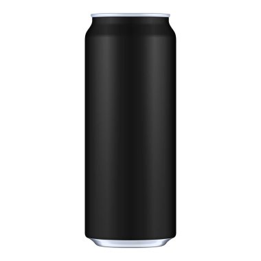Mockup Black Metal Alüminyum İçecek Kutusu 500 ml. Mockup Şablonu tasarımınız için hazır. Beyaz arka planda izole edilmiş. Ürün paketleme. Vektör EPS10