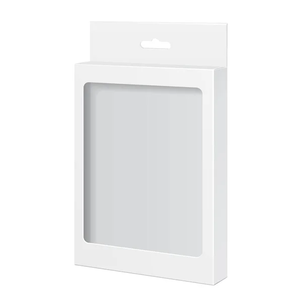 Пакет Макета Белый Продукт Коробка Иллюстрацией Окна Изолированы Белом Фоне — стоковый вектор