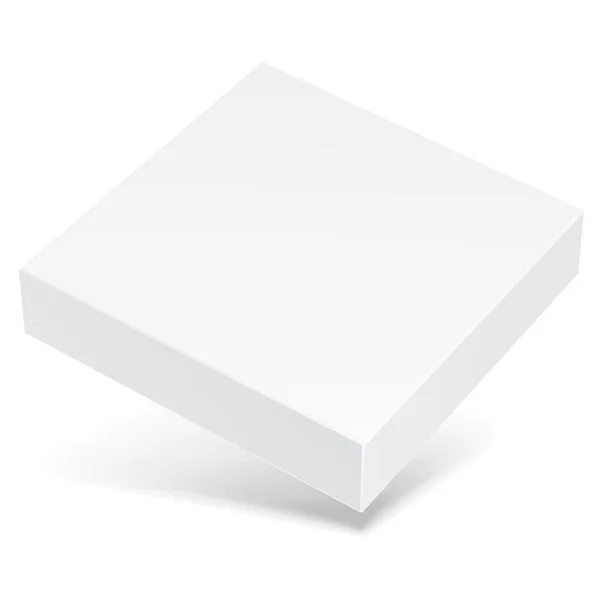 Макет Белый Летающий Продукт Картонная Коробка Тенью Иллюстрация Изолирована Белом — стоковый вектор