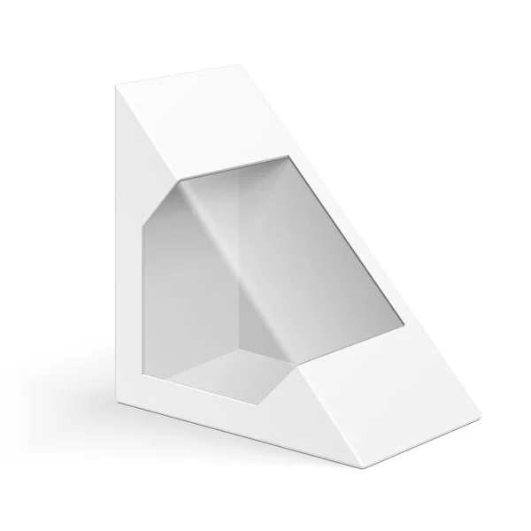 Emballage Blanc Boîte Triangle Carton Maquette Pour Sandwich Nourriture Cadeau — Image vectorielle