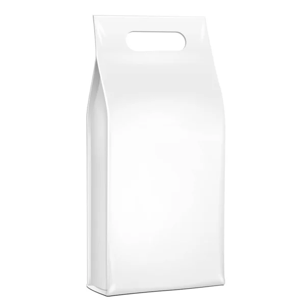 Mockup White Plastic Foil Paper Food Bag Package Coffee Spices — Stockový vektor