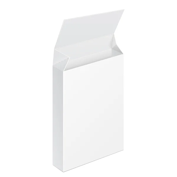 模拟开放产品硬纸板包装盒 前视图 白色背景下的孤立说明 为您的设计准备模板 病媒Eps10 — 图库矢量图片