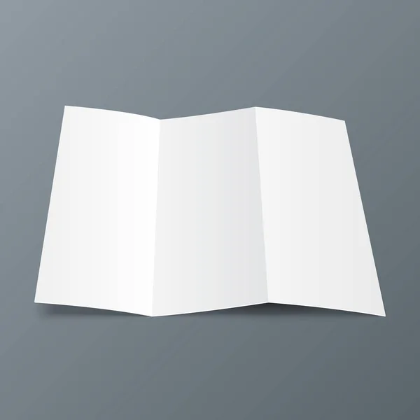 Mockup Blank Trifold Paper Leaflet Flyer Broadsheet Flier Follicle Blatt — Stockvektor