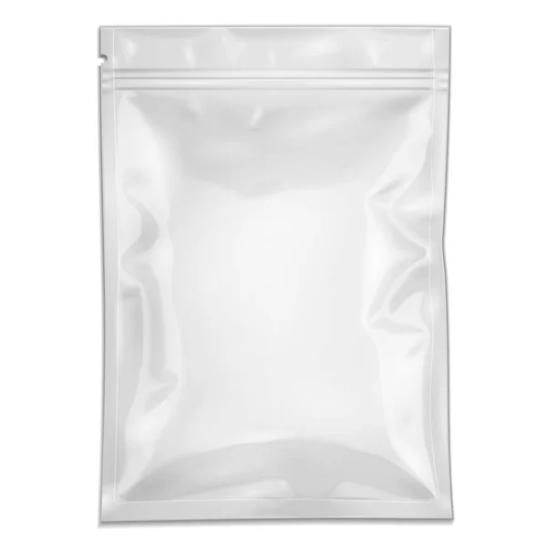 Mockup Blank Gevuld Retort Foil Pouch Bag Verpakking Met Ritssluiting — Stockvector