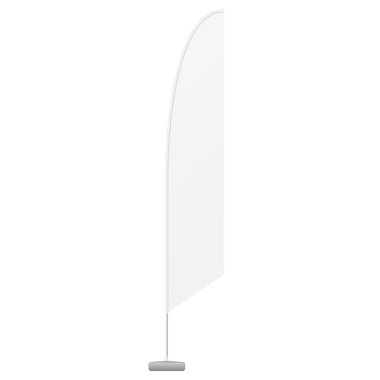 Mockup White Outdoor Blade Straight Feather Flag, Stander Reklam Sancakları. Beyaz arka planda izole edilmiş bir resim. Tasarımınız için şablonu hazırlayın. Ürün Paketleme Vektörü EPS10