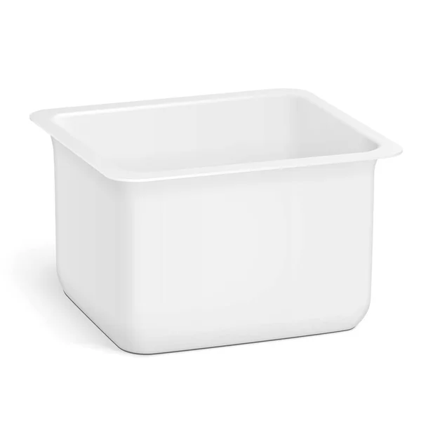 Λευκό Κενό Πλαστικό Δοχείο Δοχείων Τροφίμων Styrofoam Κενό Κουτί Άνοιξε — Διανυσματικό Αρχείο