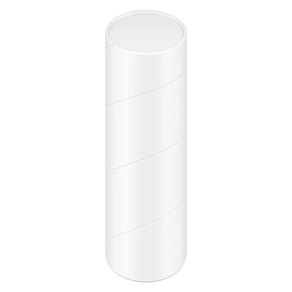 Bílá Lepenková Papírová Tuba Cilinder Box Obal Jídlo Dárkové Výrobky — Stockový vektor