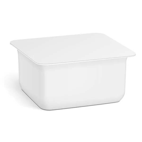 Bílá Prázdné Prázdné Polystyrénové Plastové Jídlo Zásobník Box Otevřen Kryt — Stockový vektor