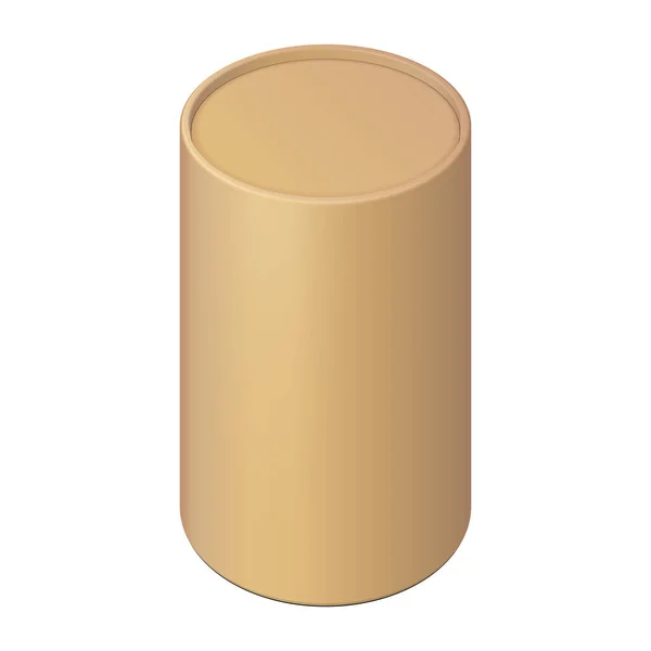 Mockup Hnědý Lepenkový Papírový Tubus Cilinder Box Obal Jídlo Dárkové — Stockový vektor