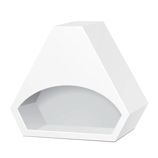 Mockup White Die Cut Box Karton Hexagon Háromszög Hordozható Doboz — Stock Vector