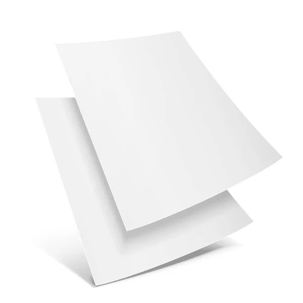 Mockup Dois Folheto Papel Branco Folheto Broadsheet Flier Folículo Folha — Vetor de Stock
