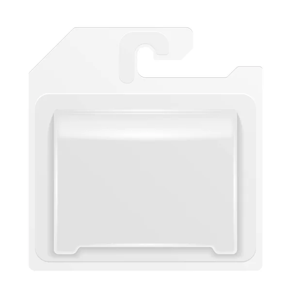 用挂槽吊装白色产品包装泡沫盒 白色背景下的孤立说明 为您的设计准备模板 产品包装矢量Eps10 — 图库矢量图片