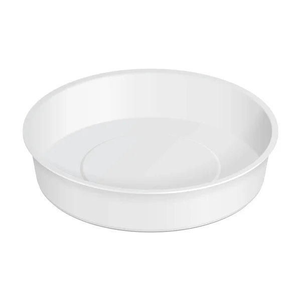 调校白色圆形空泡泡沫塑料食品容器盒 封盖打开 白色背景下的孤立说明 为您的设计准备模板 — 图库矢量图片