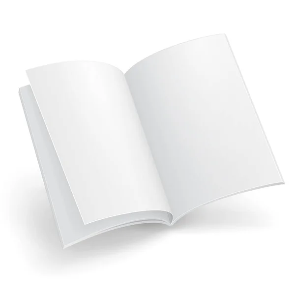 Mockup Blank Uçan Dergisi Kitap Kitapçık Broşür Kapak Beyaz Arka — Stok Vektör
