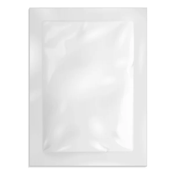 Mockup White Blank Retort Foil Pouch Embalagem Medicamentos Café Sal — Vetor de Stock