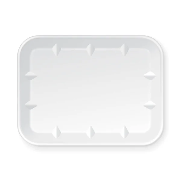 Λευκό Κενό Κενό Styrofoam Δοχείο Πλαστικό Τροφίμων Δίσκο Εικονογράφηση Που — Διανυσματικό Αρχείο