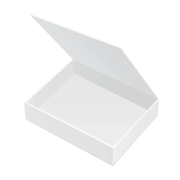 Άνοιξε Κουτί Λευκό Χάρτινη Συσκευασία Δώρο Καραμέλα Άσπρο Φόντο Απομονωμένη — Διανυσματικό Αρχείο