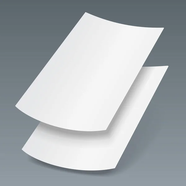 Two Blank Paper Leaflet Flyer Broadsheet Flier Follicle Leaf Shadows — Stock Vector