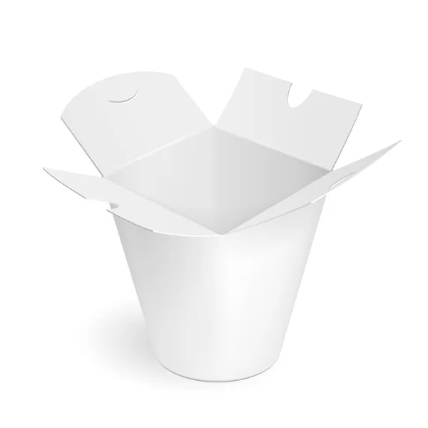 韩国的纸板食物盆浴框 乌冬面 荞麦面 玻璃面条 孤立在白色背景上的插图 模拟了模板准备好您的设计 — 图库矢量图片