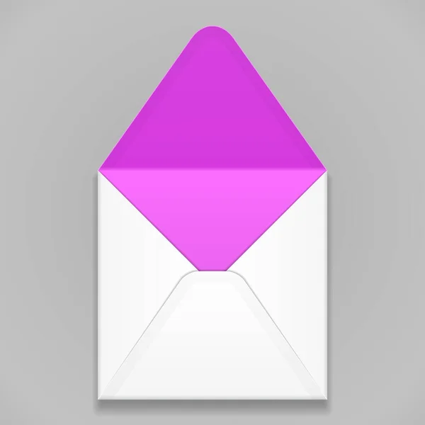 Witte Paars Violet Magenta Lege Envelop Illustratie Geïsoleerd Een Grijze — Stockvector