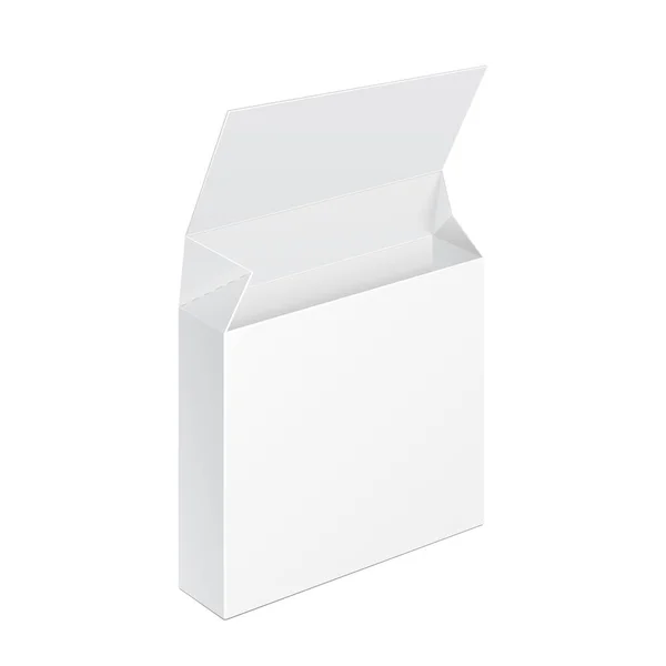 Weiß Geöffneter Produktkarton Verpackung Illustration Isoliert Auf Weißem Hintergrund Mock — Stockvektor