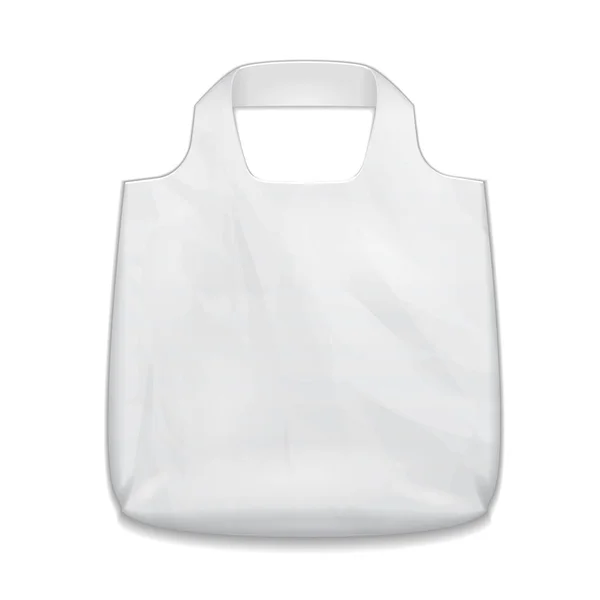 Textile Fabric Cotton Handbag Eco Plastic Bag Package White Grayscale — Stock Vector