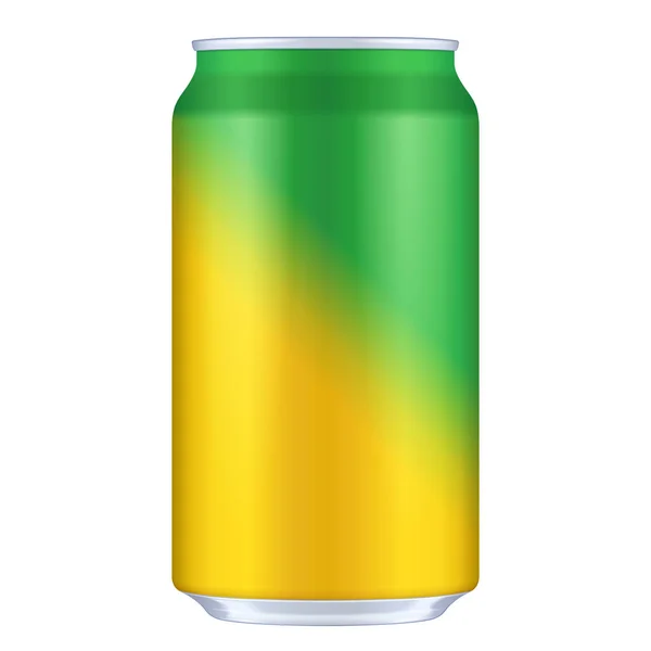 Yellow Orange Green Blank Metal Aluminum 330Ml Beverage Drink Can — Stock Vector