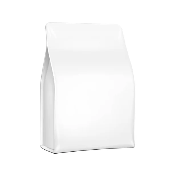 白色塑料 铝箔纸食品袋包装的咖啡 香料或面粉 孤立在白色背景上的插图 模拟了模板准备好您的设计 产品包装矢量 Eps10 — 图库矢量图片