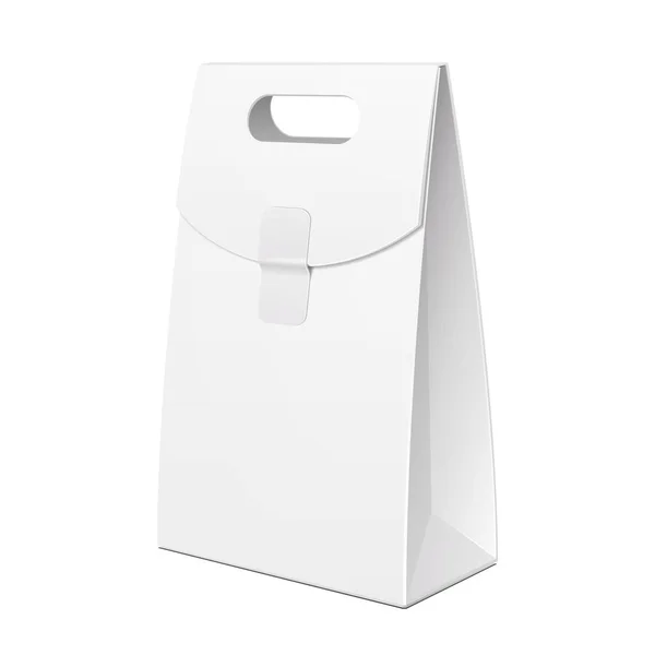 Λευκό Κουτί Από Χαρτόνι Μεταφέρουν Τσάντα Συσκευασίας Για Τρόφιμα Δώρο — Διανυσματικό Αρχείο