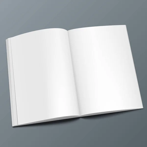 Prázdný Otevřený Časopis Kniha Brožura Brožura Ilustrace Izolovaná Šedém Pozadí — Stockový vektor
