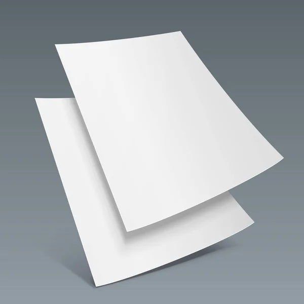 Mockup Blank Paper Leaflet Flyer Broadsheet Flier Follicle Leaf Shadows — 图库矢量图片