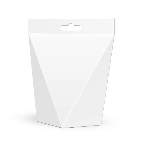 ボール キャリー ボックス ホワイト食品 ギフトまたは他の製品の包装袋 白い背景で隔離の図 あなたのデザインのテンプレートの準備ができてのモックを作成します 製品梱包ベクトル Eps10 — ストックベクタ