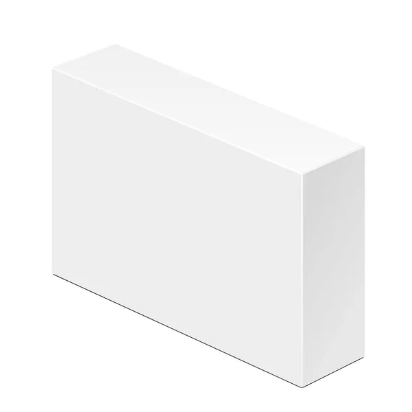 Scatola Cartone Prodotto Bianco Illustrazione Isolata Sfondo Bianco Falsificare Modello — Vettoriale Stock