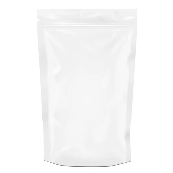 箔食べ物または飲み物 Doy パック袋の包装がブランクです 白い背景で隔離の図 アップ あなたのデザインのモックアップ テンプレート準備を模擬します ベクトル Eps10 — ストックベクタ