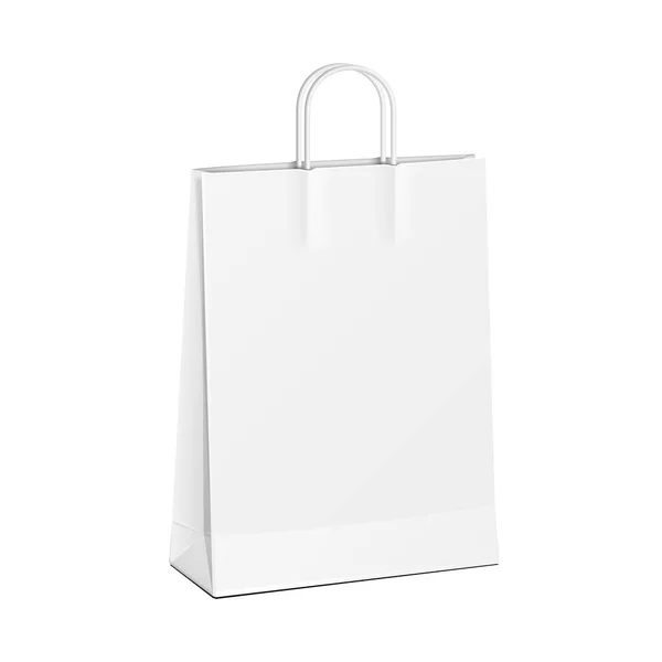 Carrier Paper Bag White Иллюстрация Изолирована Белом Фоне Составьте Шаблон — стоковый вектор
