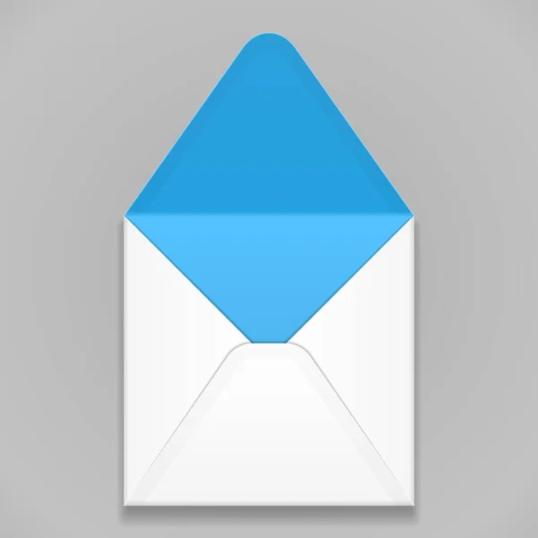 Witte Blauwe Lege Envelop Illustratie Geïsoleerd Een Grijze Achtergrond Mock — Stockvector