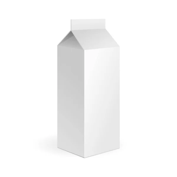 Mjölk Juice Kartong Paketet Tom Vit Vit Bakgrund Isolerade Illustration — Stock vektor