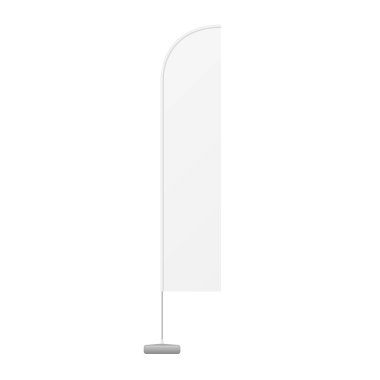 Mockup White Outdoor Blade Straight Feather Flag, Stander Reklam Sancakları. Beyaz arka planda izole edilmiş bir resim. Tasarımınız için şablonu hazırlayın. Ürün Paketleme Vektörü EPS10