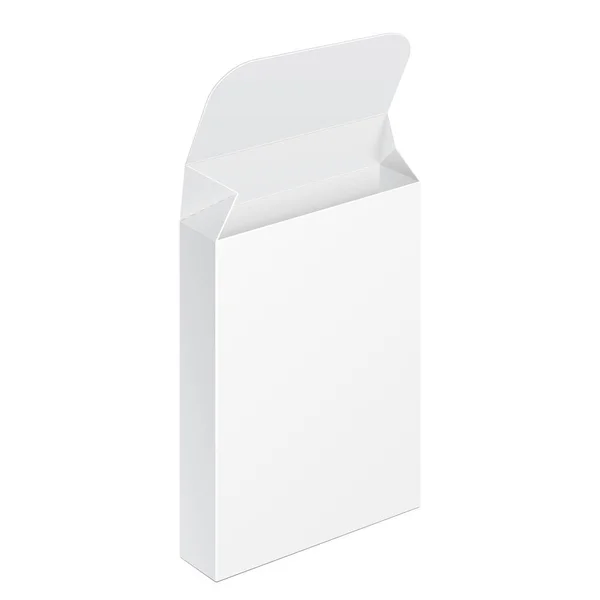 Mockup White Karton Paket Kutusunu Açtı Beyaz Arka Planda Izole — Stok Vektör