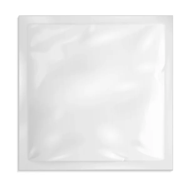 Mockup White Blank Retort Foil Pouch Packaging Medicine Drugs Coffee — стоковый вектор