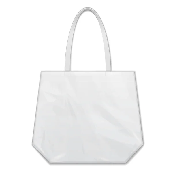 Mockup Textile Fabric Cotton Handbag Eco Plastic Bag Package White — Stock Vector