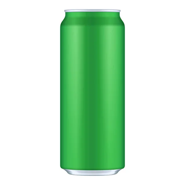 モックアップグリーンメタルアルミ飲料缶500Ml デザインの準備ができているモックアップテンプレート 白を基調としている 商品梱包 ベクトルEps10 — ストックベクタ