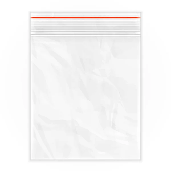 Blank Flat Poly Clear Bag Empty Plastic Polyethylene Pouch Packaging — Stock Vector